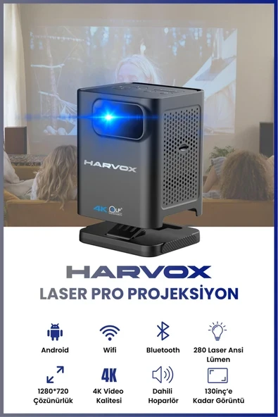 Laser Pro DLP HD Taşınabilir Hoparlörlü Bataryalı Android Laser Projeksiyon Cihazı ürün görseli 1