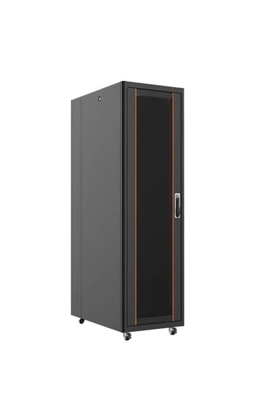 22U 600x1000mm Dikili Tip Siyah Kabinet Vega AG-VB22U6010S1 Cam Kapak ürün görseli 1