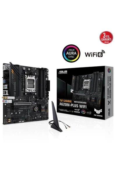 TUF A620M-PLUS GAMING WIFI-6 DDR5 HDMI-DP PCIE 4.0 AM5 mATX ürün görseli 1