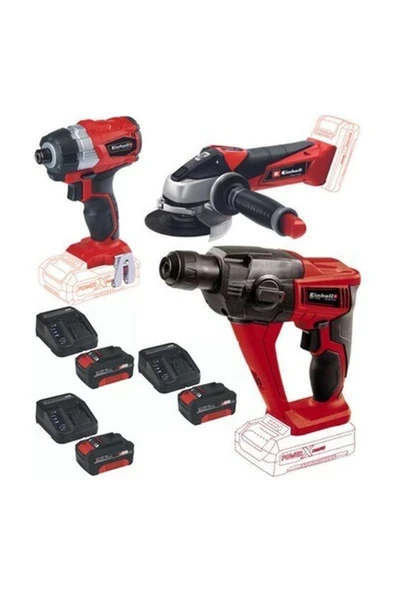 Einhell Te-Cı 18 Bl Vidalama Te-Ag 18/115 Avuç Taşlama Te-Hd 18 Matkap 3X4.0AH Akülü Set ürün görseli 1