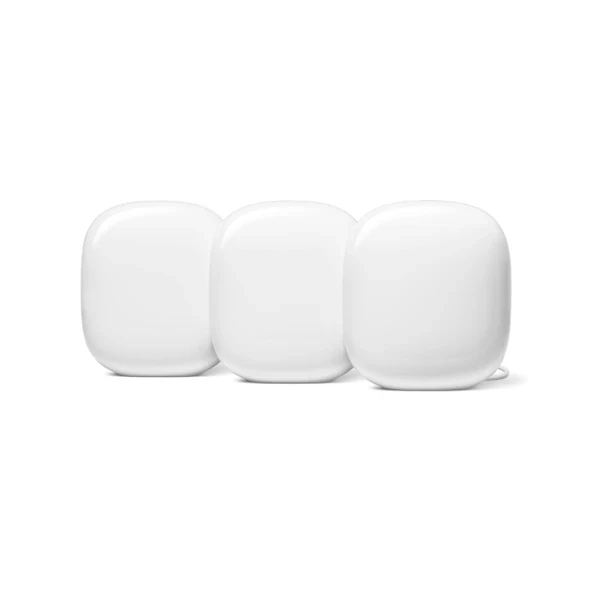Google Nest WiFi Pro - 6E - Yüksek Hız ve Tüm Evi Kapsama Özelliğine Sahip Güvenilir Ev Wi-Fi Sistemi - Mesh Yönlendirici - 3 Paket - Kar ürün görseli 1
