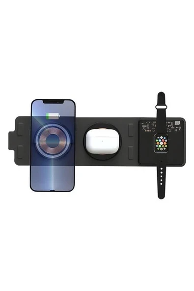 BL36 15W 3in1 Manyetik Magsafe Uyumlu Katlanabilir Hızlı Kablosuz Şarj Istasyonu ürün görseli 1