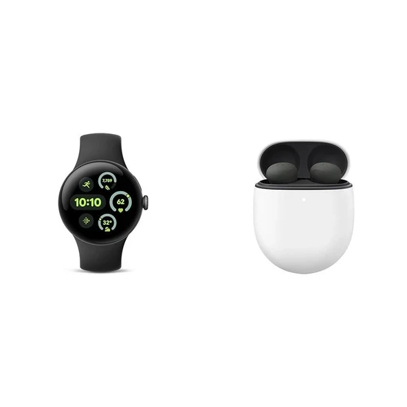 Google Paketi - Pixel Watch 3 (Mat Siyah - Obsidyen Bant - 41 mm WiFi) ve Pixel Buds Pro 2 Kulaklıklar (Hazel) ürün görseli 1
