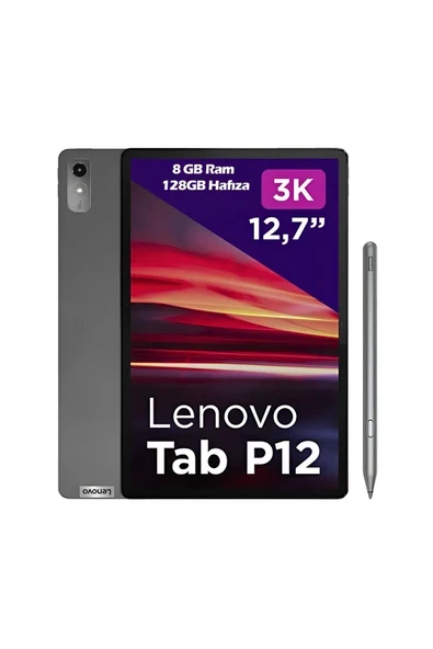Lenovo Tab P12 TB370FU 8gb + 128GB 3k 12.7'' Wifi Tablet ZACL0030TR + Lenovo Tab Pen Plus Hediyeli ürün görseli 1