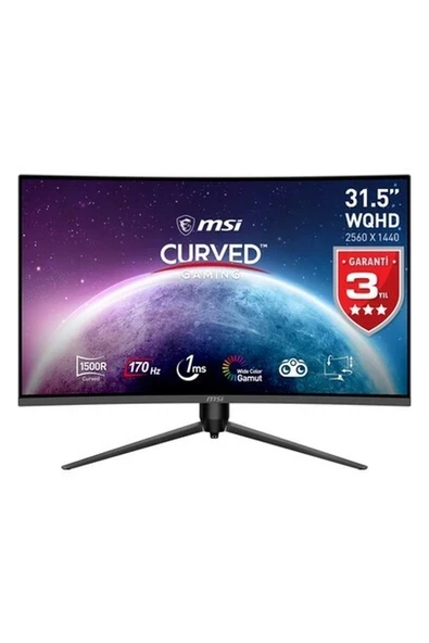 MSI 31.5" G32CQ5P 2560x1440 (WQHD) CURVE 1500R VA 170HZ 1MS ADAPTIVE-SYNC  GAMING MONITOR ürün görseli 1