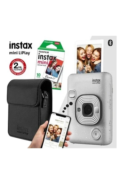 Instax Mini Liplay Hybrid Stone White Fotoğraf Makinesi Çantalı Seti 3 ürün görseli 1