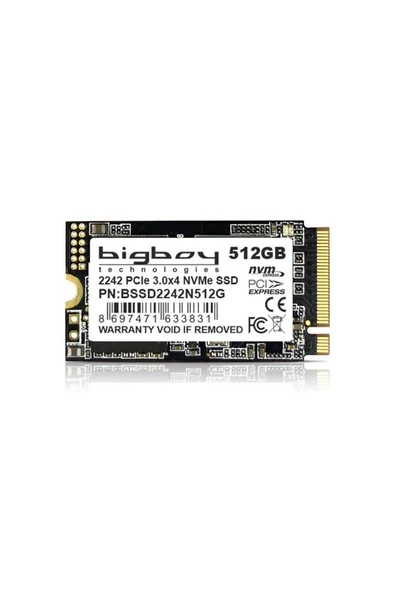 512GB 22x42mm PCIe 3.0 x4 M.2 NVMe Notebook SSD ürün görseli 1
