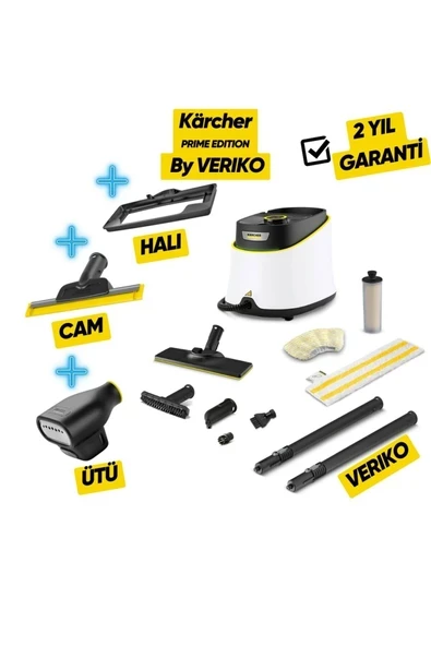 Sc 3 Deluxe Easyfix Prime Paket by Veriko Buharlı Temizleme Makinesi Halı, Cam ve Ütü Dahil Beyaz ürün görseli 1
