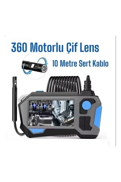360 Motorlu Ekranlı Çift Lensli 10 Metre Yılan Kamera ürün görseli 1