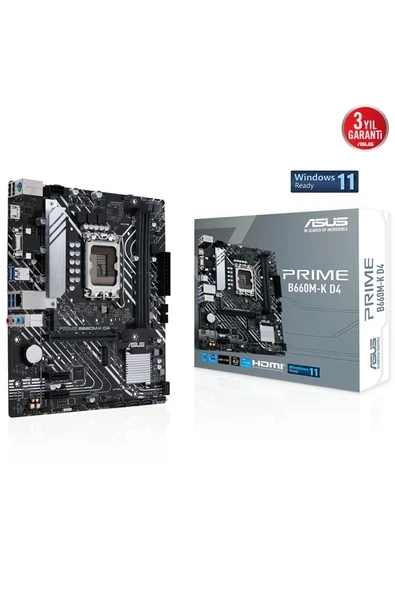 PRIME B660M-K D4 B660 DDR4 (Vga Yok) GLan mATX HDMI USB3.2 M2 1700p Anakart ürün görseli 1