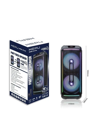 HP 941 Taşınabilir 160 w rms  Bluetooth Parti Hoparlörü 2*15 İnc Woofer High Bass ürün görseli 1