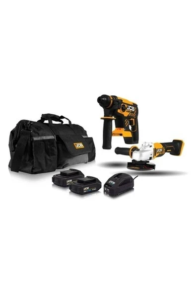 JCB 18BLRH Kömürsüz Kırıcı-Delici + 18AG Taşlama + 18 V 6.0 Ah Çift Akülü Set ürün görseli 1