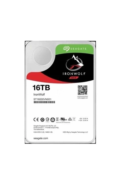 IronWolf NAS 16TB 7200rpm 256MB Sata3 NAS 3.5'' Harddisk (ST16000VN001) ürün görseli 1