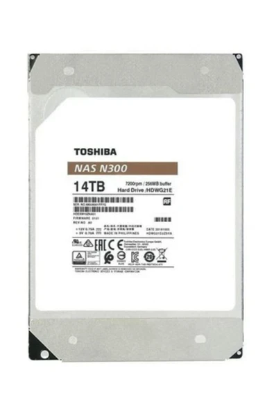 Toshıba N300 Hdexw10zna51f 3.5 Inç 14 Tb 7200 Rpm 256 Mb Sata 6.0gb/s ürün görseli 1