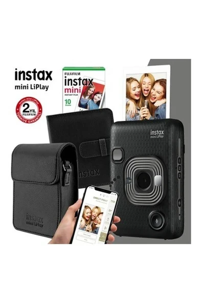 Instax Mini Liplay Hybrid Dark Gray Fotoğraf Makinesi Seti 2 ürün görseli 1