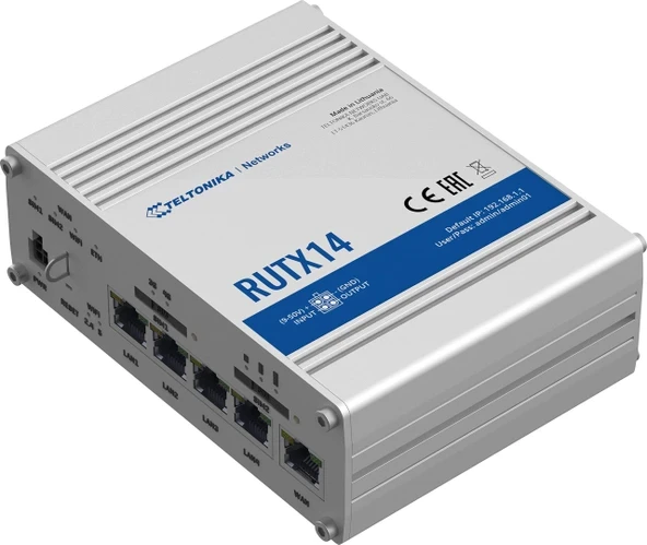 Teltonika RUTX14000000 Model RUTX14 LTE Çift Sim Endüstriyel Hücresel Yönlendirici; Avrupa, Orta Doğu, Afrika, APAC, Brezilya, Avustralya Operatörleri için... ürün görseli 1