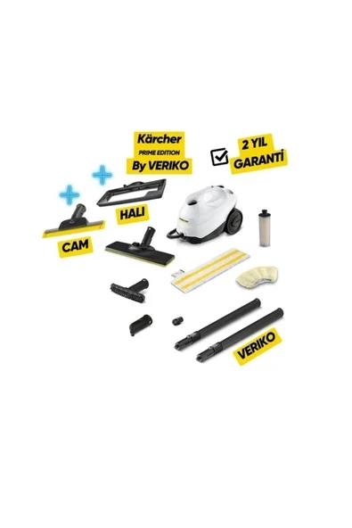 SC 3 Easyfix Prime Paket Buharlı Temizlik Makinesi Cam ve Halı Başlığı Dahil - Beyaz ürün görseli 1