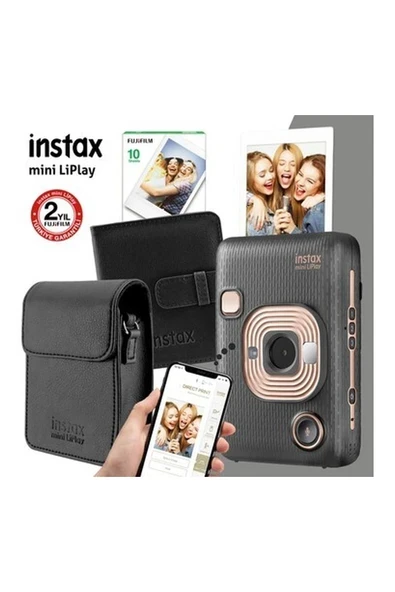 Instax Mini Liplay Hybrid Elegant Black Fotoğraf Makinesi Seti 2 ürün görseli 1