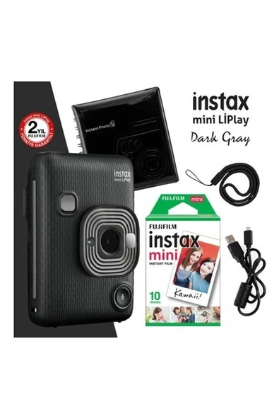 Fujifilm Instax Mini Liplay Hybrid Dark Gray Fotoğraf Makinesi  Seti ürün görseli 1