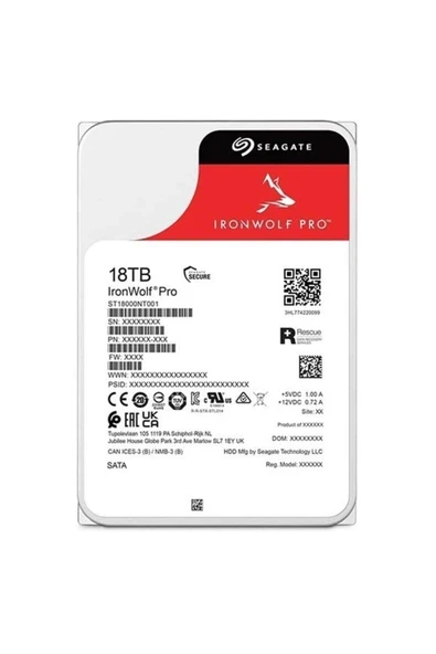 IronWolf Pro NAS 18TB 7200rpm 256MB Sata3 NAS 3.5'' Harddisk (ST18000NT001) ürün görseli 1