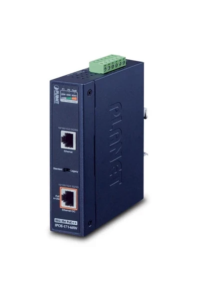 Endüstriyel Tip Tek Port Multi-gigabit 802.3bt Poe Injector (95 WATT, -40~75 DERECE C, 12~48V DC) ürün görseli 1
