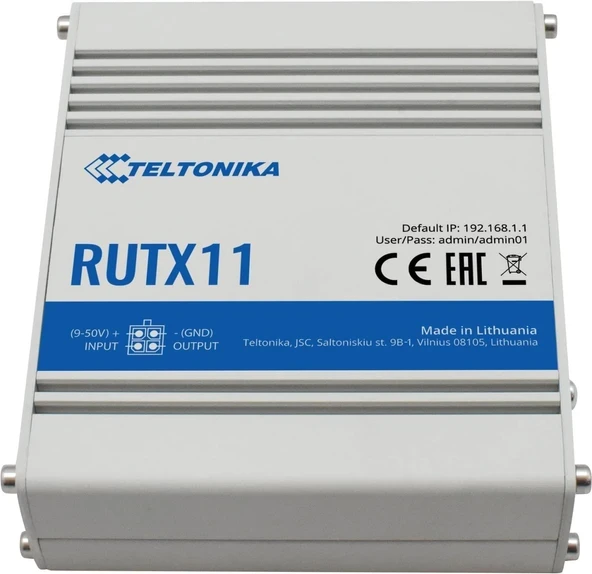 Teltonika RUTX11000300 Model RUTX11 Endüstriyel Çift SIM/Wi-Fi Hücresel Yönlendirici; ABD'de kullanıma uygun değildir; Avrupa, Orta Doğu, Afrika, APAC, Brezilya'da kullanım için... ürün görseli 1
