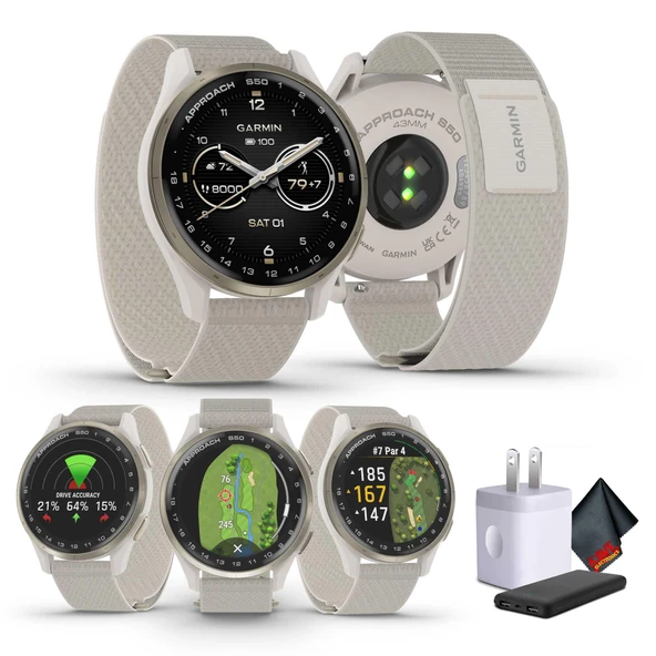 Garmin Yaklaşım S50 Gelişmiş GPS Golf Smartwatch, AMOLED Ekran, On-, Özellikler, Spor ve Fitness Watch, Krem Altın Alüminyum Ivory Comfort Fit ürün görseli 1