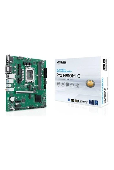 Asus Pro H810M-C-CSM LGA1851 Ddr5 6400 Dp HDMI VGA DVI Çift M2 Usb3.2 Com Matx ürün görseli 1