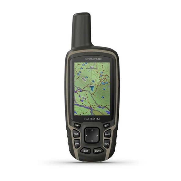 Garmin 010-02258-10 GPSMAP 64sx, Altimeter ve Compass ile Microsoft GPS, TopoActive Haritalar, Black/Tan 64sx, Eltimeter ve Compass ile önceden yüklendi ürün görseli 1