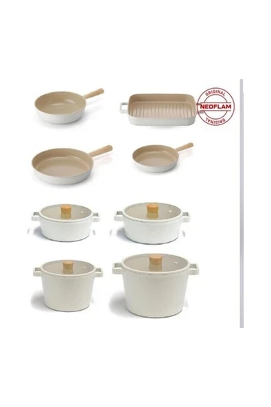 Neoflam Fika Alüminyum Döküm Cam Kapaklı 12 Parça Pro Tencere & Tava Seti ürün görseli 1