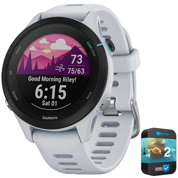 Garmin 010-02641-21 Forerunner 255 Music GPS Smartwatch Whitestone | Resmi ABD Ortak Modeli | Sche with 2 YR CPS Geliştirilmiş Koruma Paketi ürün görseli 1
