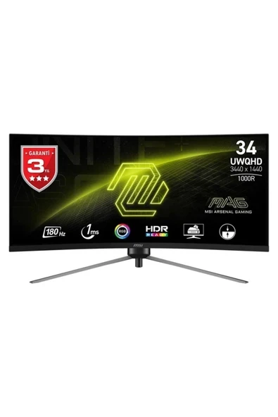 MSI 34" MAG 345CQR 3440x1440 (UWQHD) 21:9 CURVE 1000R VA 180HZ 1MS FREESYNC PREMIUM GAMING MONITOR ürün görseli 1