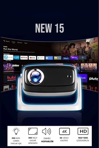 Taşınabilir Android WiFi Destekli Akıllı Sinema Projektörü, Ultra HD Görüntü Kalitesi ürün görseli 1