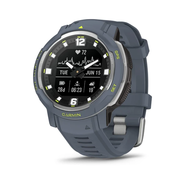 Garmin Instinct Crossover, Rugged Hybrid Smartwatch, Analog Hands and Digital Display, Blue Granite ürün görseli 1