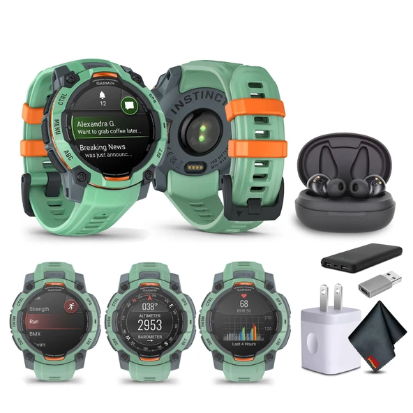 Garmin Instinct 3 45mm AMOLED Ekran Açık GPS Smartwatch, Metal-Reinforced Bezel, Built-in Flashlight, 18 Days Battery Life, Neo Tropic (010-02936-01) ürün görseli 1