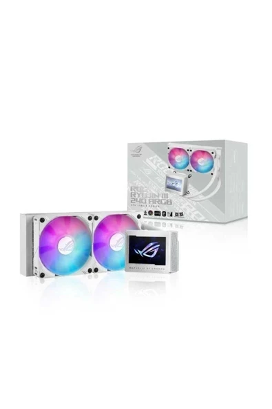 Asus ROG RYUJIN III 240 ARGB OLED 3,5" LCD AURA SYNC RGB 3X NOCTUA IPPC 2000 PWM 120MM FAN SIVI CPU SOĞUTUCUSU BEYAZ ürün görseli 1
