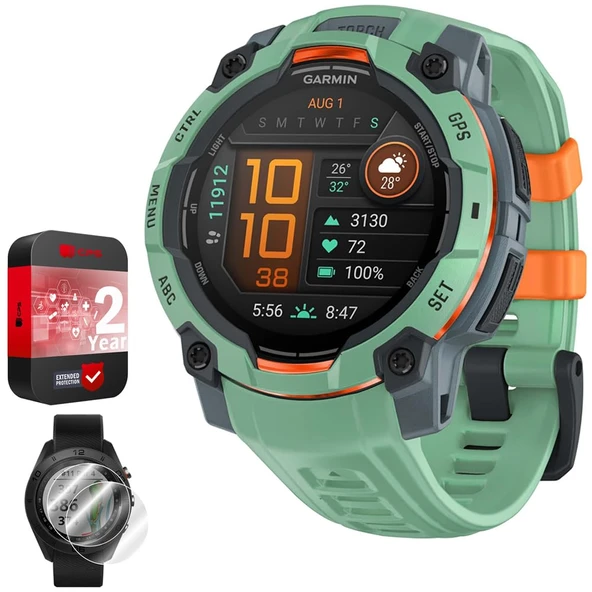 Garmin Instinct 3-45 mm Açık GPS Smartwatch, AMOLED, Neo Tropic w/Neo Tropic Band 010-02936-01 Sche with 2 YR CPS Geliştirilmiş Koruma Paketi & Deco Essentials 2X Ekran Koruyucu ürün görseli 1