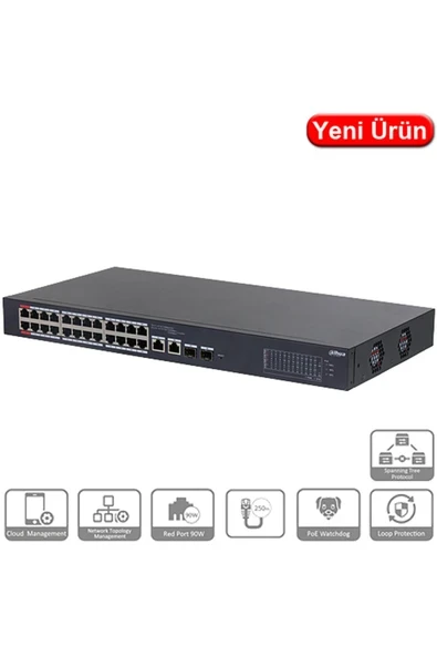 (CS4228-24GT-375) 28 PORT 10/100/1000 24xPOE 375W +2SFP CLOUD YONETILEBILIR SWITCH ürün görseli 1