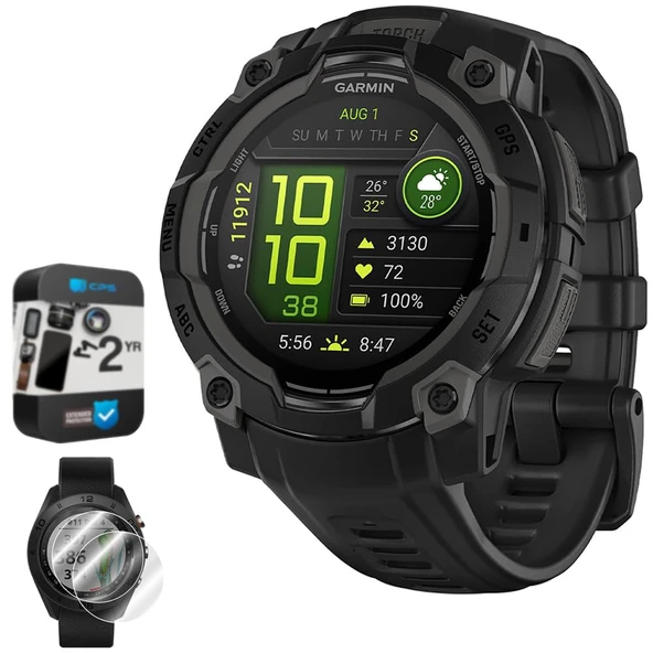 Garmin Instinct 3-45 mm Açık GPS Smartwatch, AMOLED, Black Band 010-02936-00 Sche ile 2 YR CPS Geliştirilmiş Koruma Paketi & Deco Essentials 2X Ekran Koruyucu ürün görseli 1