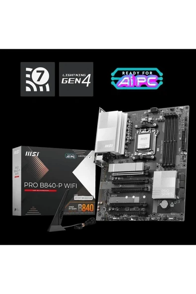 MB PRO B840-P WIFI AM5 DDR5 8000MHZ(OC) HDMI 2x M.2 USB 10Gbs 2.5G LAN WI-FI 7 ATX ürün görseli 1