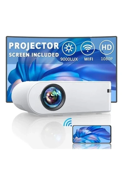 Yaber Ekranlı Mini Projektör, 1080P Full Hd 9000L Açık Hava Film Projektörü ürün görseli 1