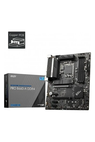 MSI PRO B660-A DDR4 SOKET 1700 DDR4 4800(OC) PCI-E Gen 4 ,M.2 USB3.2 1x 2.5G LAN ATX ürün görseli 1