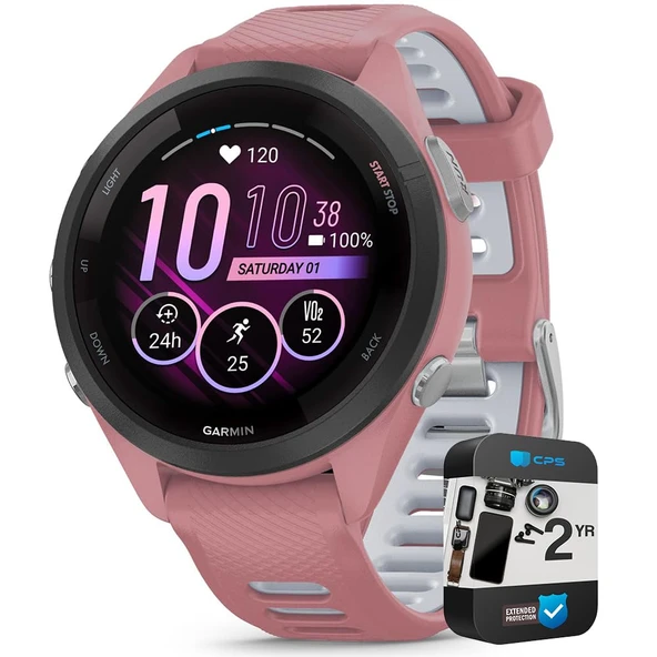Garmin 010-02810-05 Forerunner 265S GPS Smartwatch Light Pink/Whitestone | Resmi ABD Ortak Modeli | Sche with 2 YR CPS Advancedd Protection Pack ürün görseli 1
