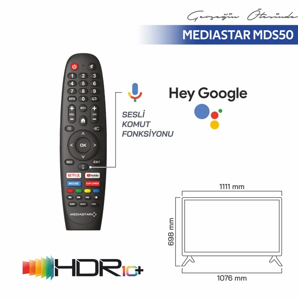 Mediastar 50" Android HD Led TV - Resim 2