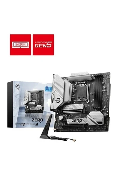 MSI B760M Project Zero WIFI DDR5 7800MHz (OC) RGB M.2 1700p mATX Anakart ürün görseli 1