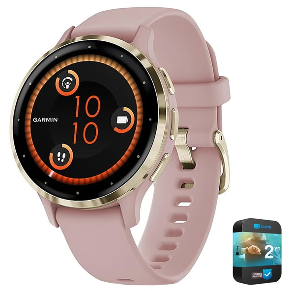 Garmin Venu 3S Health Fitness GPS Smartwatch Gold Steel Bezel ile Dust Rose Case 41mm | Resmi ABD Ortak Modeli | Sche 010-02785-03 ile 2 YR CPS Geliştirilmiş Koruma Paketi ürün görseli 1