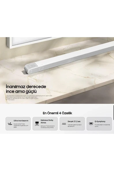 Beyaz Slim Gövde Bluetooth HDMI OPTİK 330W 10 Hoparlör Dolby Digital Plus 3.1.2 Kanal Soundbar ürün görseli 1