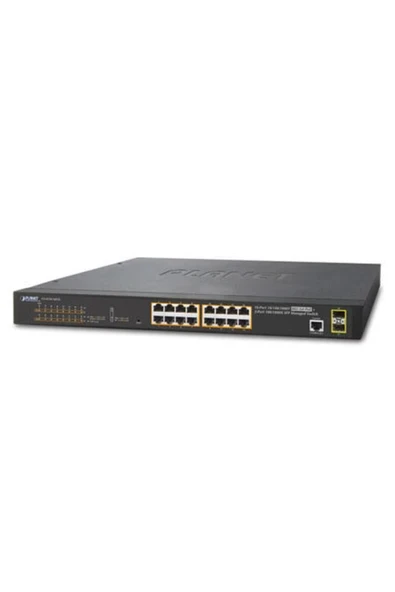 PL-GS-4210-16P2S 16 Port 10/100/1000T PoE+ 2 Port SFP 220W Webmaster PoE Switch ürün görseli 1