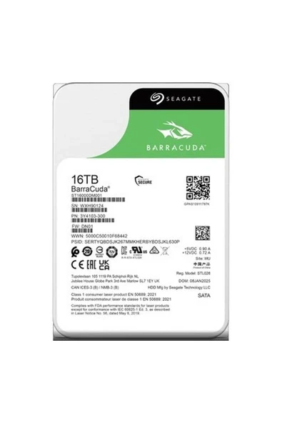 Seagate Barracuda ST16000DM001 16TB 7200 Rpm 512MB Cache Sata 6.0gb/s 3.5'' Internal Harddisk ürün görseli 1