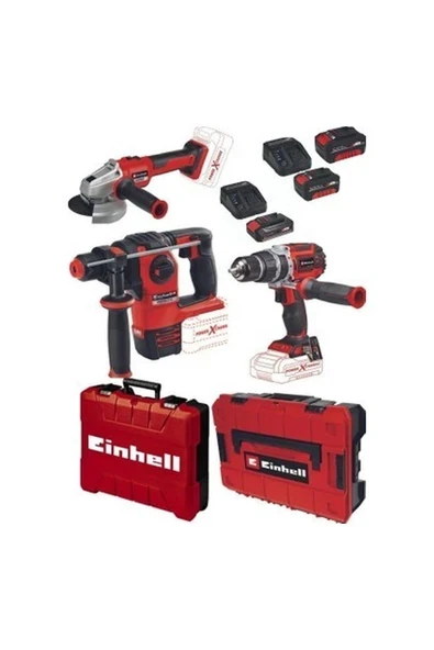 Einhell Tp-Cd 18/60 Li-I Bl Matkap Herocco 18V Kırıcı Axxio 18/115 Q Avuç Taşlama 2X4.0+2.5AH Kömürsüz Profesyonel Akülü Set ürün görseli 1
